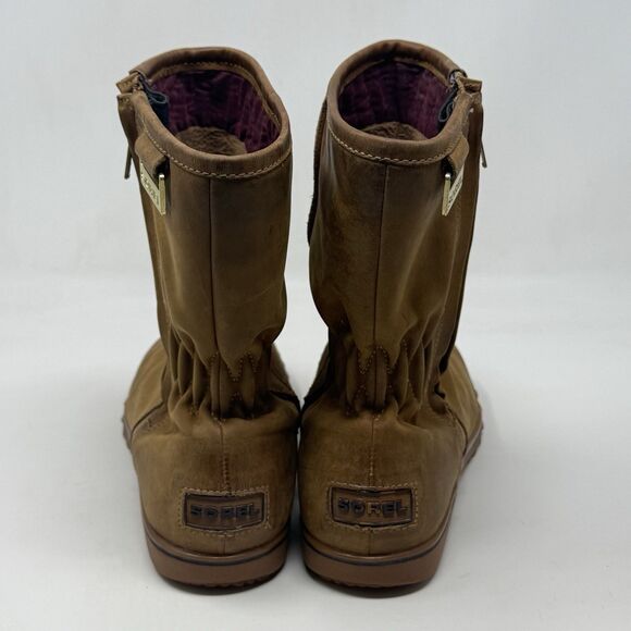 Sorel Firenzy Breve II Boots Womens 8.5 Brown Leather Waterproof Side Zip Mid - Picture 11 of 16